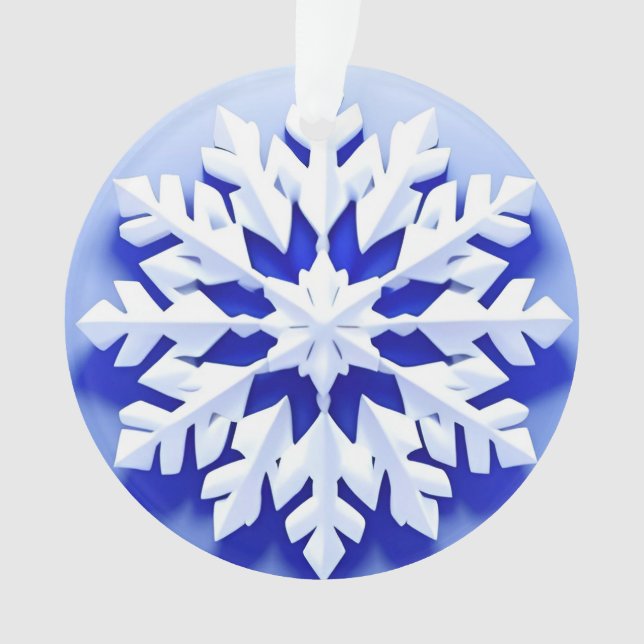 Ornamento Floco de neve azul detalhado (Frente)