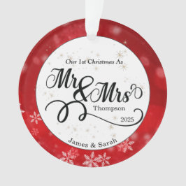 Ornamento Floco de Neve Branco Vermelho Primeiro Natal Recém