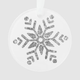 Ornamento Floco de neve de diamante prateado elegante em bra