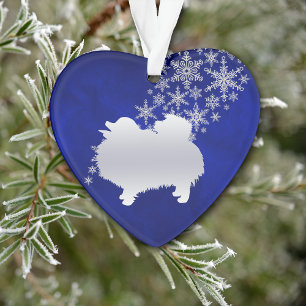 Ornamento Floco de neve de prata azul Pomerânia