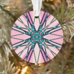 Ornamento Floco de neve Fractal, Cinza azul rosa, floco de n