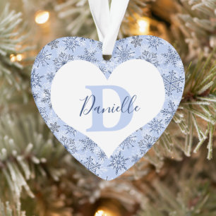 Ornamento Flocos de neve azuis personalizados