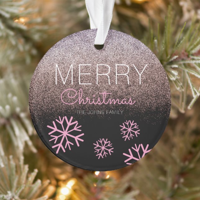 Ornamento Flocos de neve cor-de-rosa-natalinos pretos (Árvore)