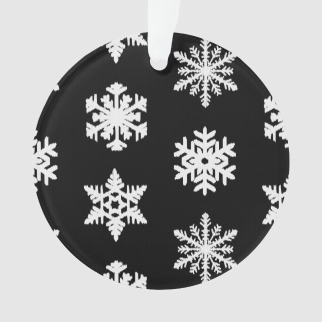 Ornamento Flocos de neve Ikat - Pretos e brancos (Frente)