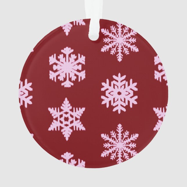 Ornamento Flocos de neve Ikat - Vinho Borgonha e Rosa (Verso)