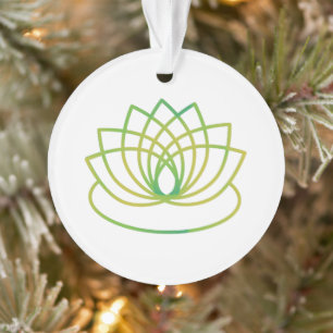 Ornamento Flor de Lotus Verde e Amarela