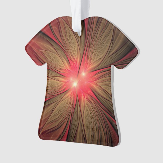 Ornamento Flor fractal de fanfarrão vermelho (Frente)