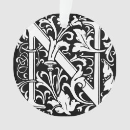Ornamento Floral alfabeta Monograma - Letra N Azulejo Morris