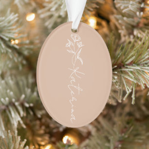 Ornamento Floral Blush Personalizado Nome Natal