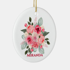 Ornamento Floral de Rosa de Aquarela