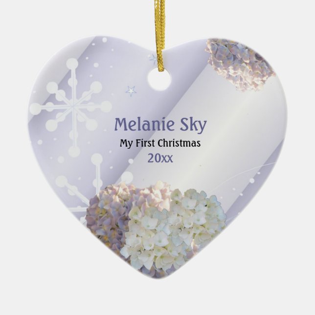 Ornamento Floral do Neve Flocos de Natal do Bebê (Frente)