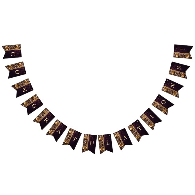 Ornamento Floral Dourado com Bandeira de Lanternas (Todos)