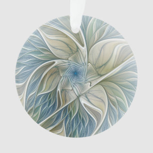Ornamento Floral Dream Pattern Abstrato Blue Khaki Fractal
