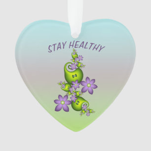 Ornamento Floral Fantasy Lilac Flores Verde Formas Fractais