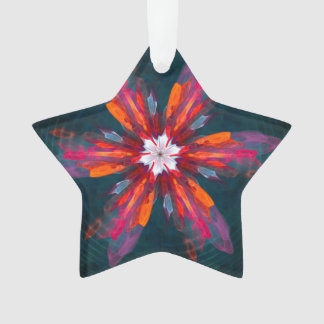 Ornamento Floral Flores de Mandala Laranja Vermelho Abstrato