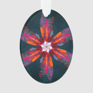 Ornamento Floral Flores de Mandala Laranja Vermelho Abstrato