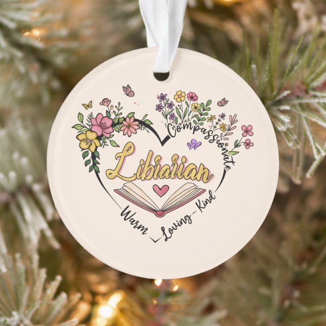 Ornamento Floral Librarian Heart (Árvore)