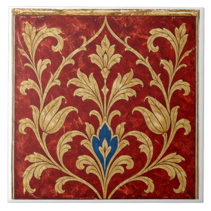 Ornamento Floral Ouro Vermelho Otomano