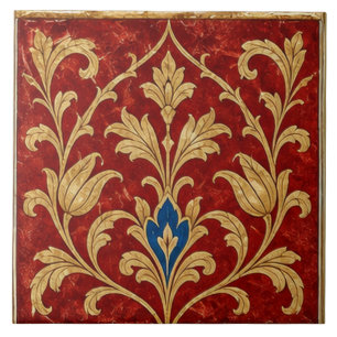 Ornamento Floral Ouro Vermelho Otomano