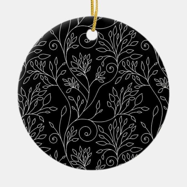 Ornamento floral preto e branco (Frente)
