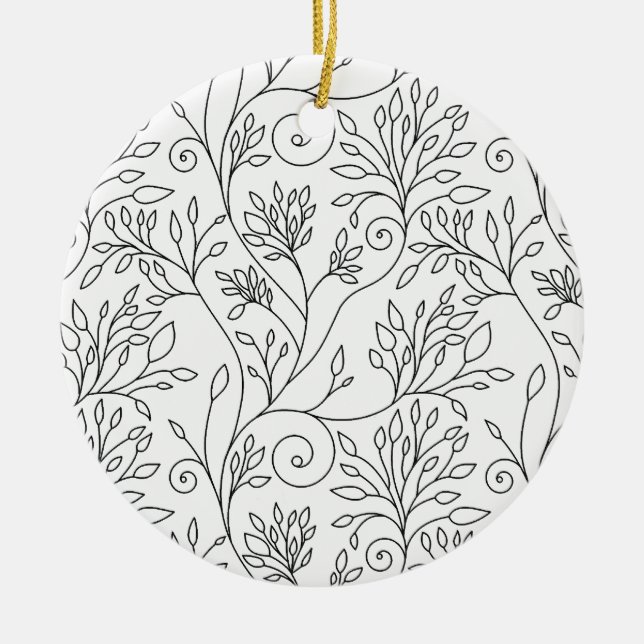 Ornamento floral preto e branco (Frente)