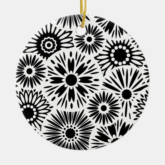 Ornamento floral preto e branco (Frente)