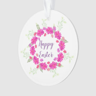 Ornamento Flores brancas e rosa-claro do Felz pascoa