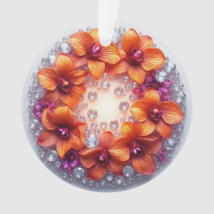 Ornamento Flores de Orquídea Incorporadas em Cristais