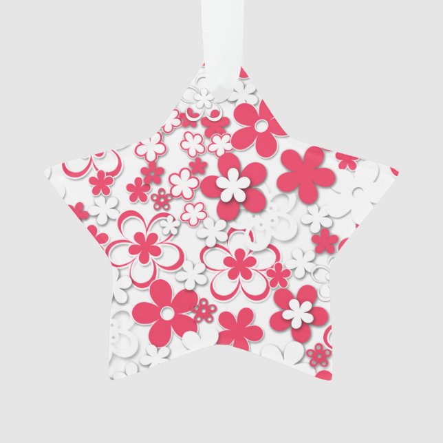 Ornamento Flores de papel vermelho e branco (Frente)