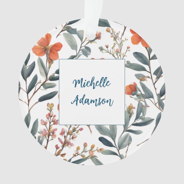 Ornamento Flores De Placa Elegante De Na moda Retro O Seu No (Frente)