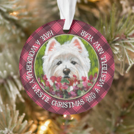 Ornamento Flores de Westie e Rosa
