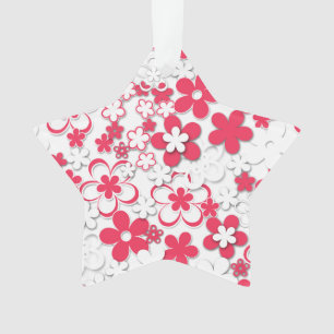 Ornamento Flores do Livro vermelho e Branco