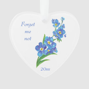 Ornamento Flores "Não me Esqueça" Citação Amizade Amor