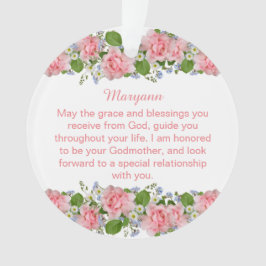 Ornamento Flores Rosa Personalizadas Filha-Deus Batismo