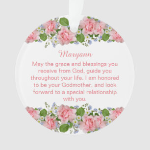 Ornamento Flores Rosa Personalizadas Filha-Deus Batismo