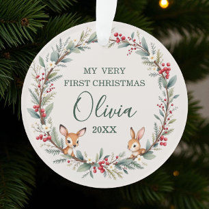 Ornamento Floresta Florestal Bebê Primeiro Natal