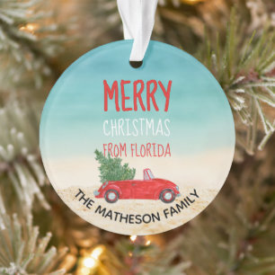 Ornamento Florida Holiday Tropical Beach Feliz Natal