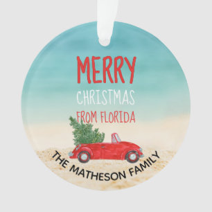 Ornamento Florida Holiday Tropical Beach Feliz Natal