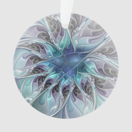 Ornamento Flourar Abstrato Moderno Flor Fractal Com Azul