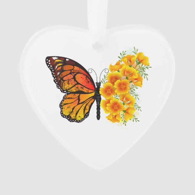 Ornamento Flower Butterfly with Yellow California Poppy (Frente)