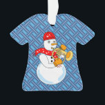 Ornamento Flugelhorn Snowman<br><div class="desc">Um tocador de neve flúor vestindo um cachecol de anotações de música é um design de presente engraçado para músicos,  professores de música e estudantes em concertos e bandas de marchar.</div>