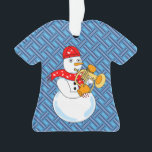 Ornamento Flugelhorn Snowman<br><div class="desc">Um tocador de neve flúor vestindo um cachecol de anotações de música é um design de presente engraçado para músicos,  professores de música e estudantes em concertos e bandas de marchar.</div>