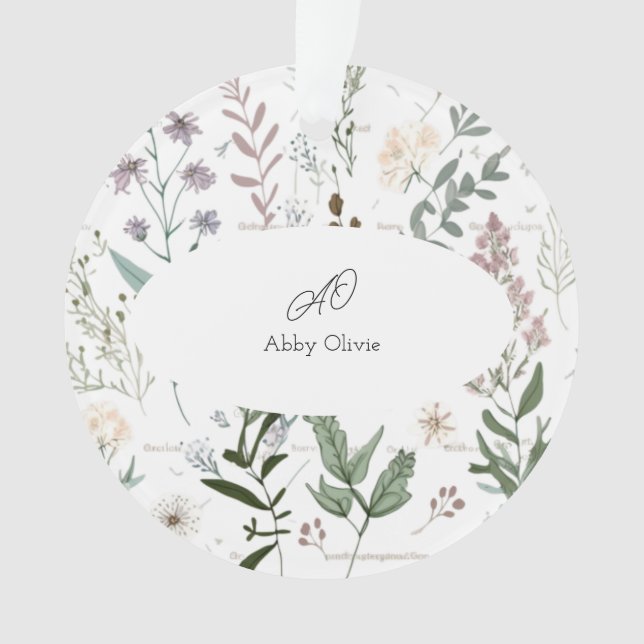 Ornamento Fluxo floral de aquarela simples (Frente)