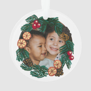 Ornamento Foco de Natal com foto personalizável e inicial