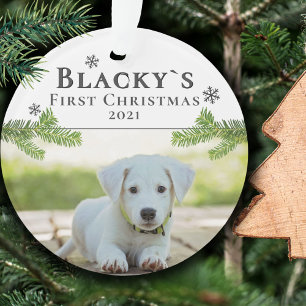 Ornamento Fofinho Primeiro Natal Cachorrinho Foto de Natal