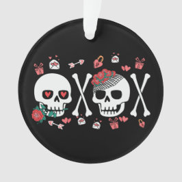 Ornamento Fofo Skully Valloween Dia dos Namorados XOXO