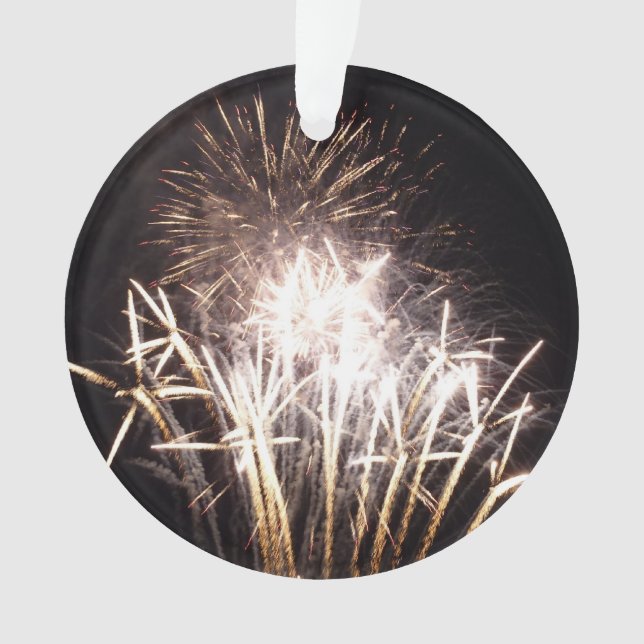 Ornamento Fogos de artifício brancos e Dourados I Celebração (Frente)