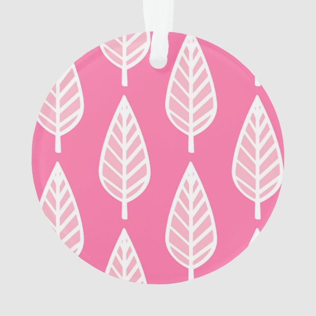Ornamento Folha de faia - Cor-de-rosa-quente e branco (Verso)