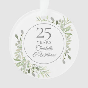 Ornamento Folhas de Aquarela Suave 25º Aniversário