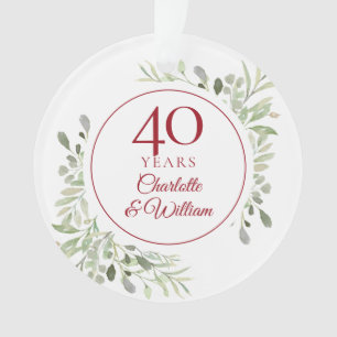 Ornamento Folhas de Aquarela Suave 40º Aniversário
